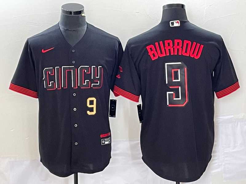 Men's Cincinnati Reds #9 Joe Burrow Number Black 2023 City Connect Cool Base Stitched Baseball Jersey1,We sell and wholesale Men's Cincinnati Reds #9 Joe Burrow Number Black 2023 City Connect Cool Base Stitched Baseball Jersey1 on line form chian!